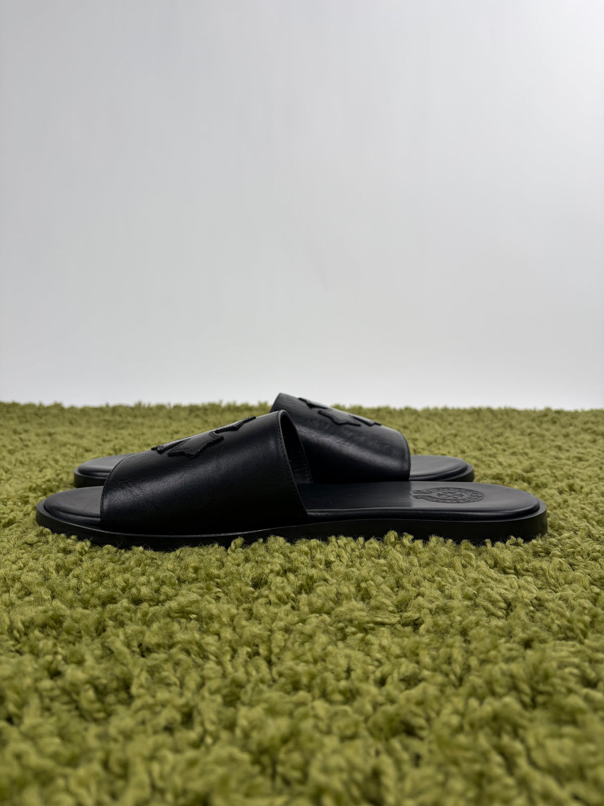 Sandali Slide Chrome Hearts in pelle Nero 45