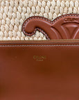 Borsa Celine Cabas Thais in rafia beige e marrone