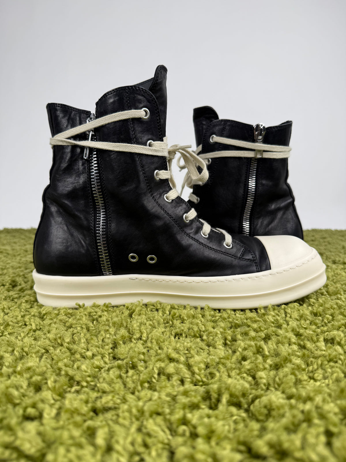 Rick Owens Ramones DRKSHDW in pelle Nero 43