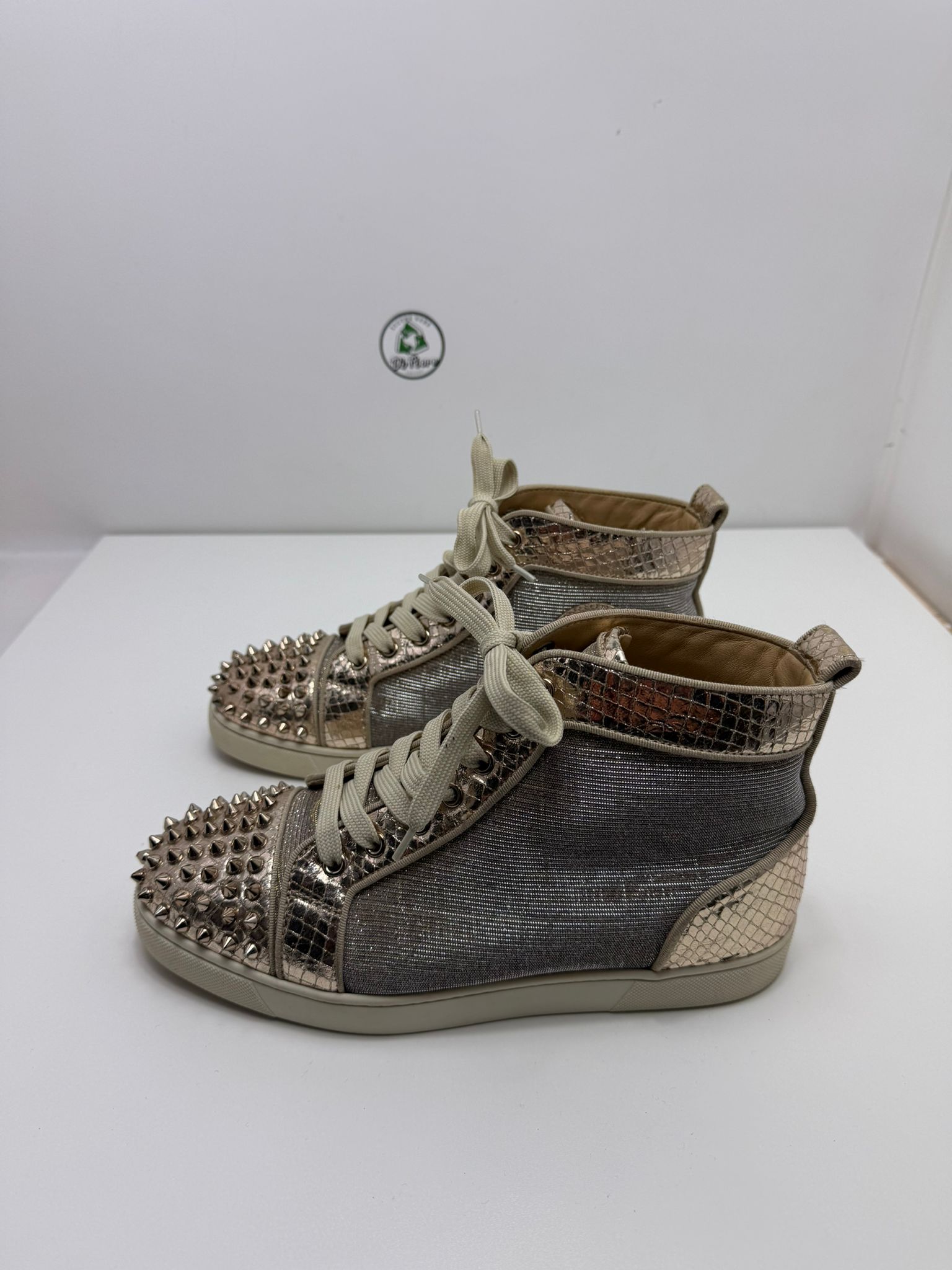 Christian Louboutin 40.5 oro e argento alta