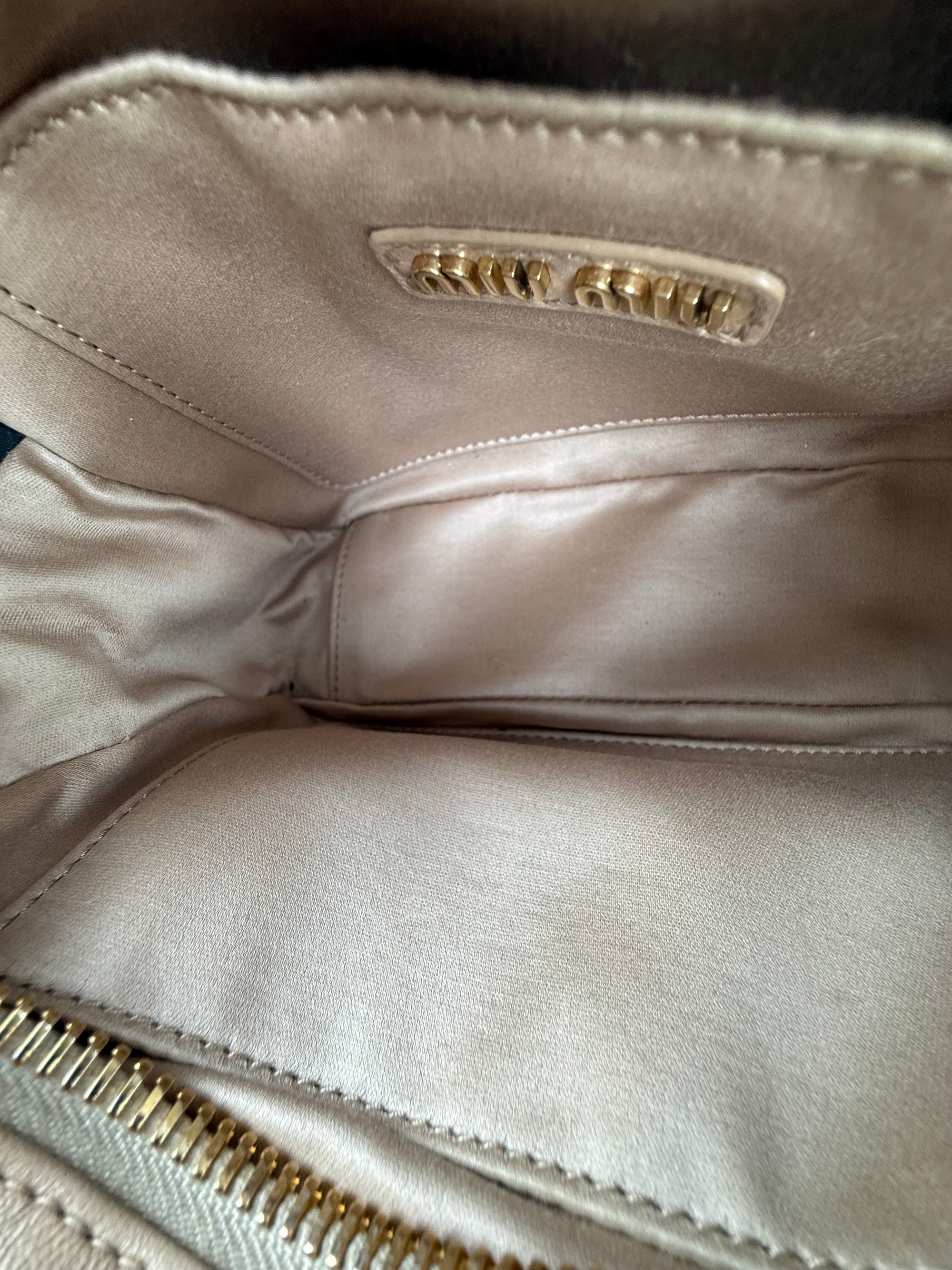 Borsa Arcadie Nappa Miu Miu Beige