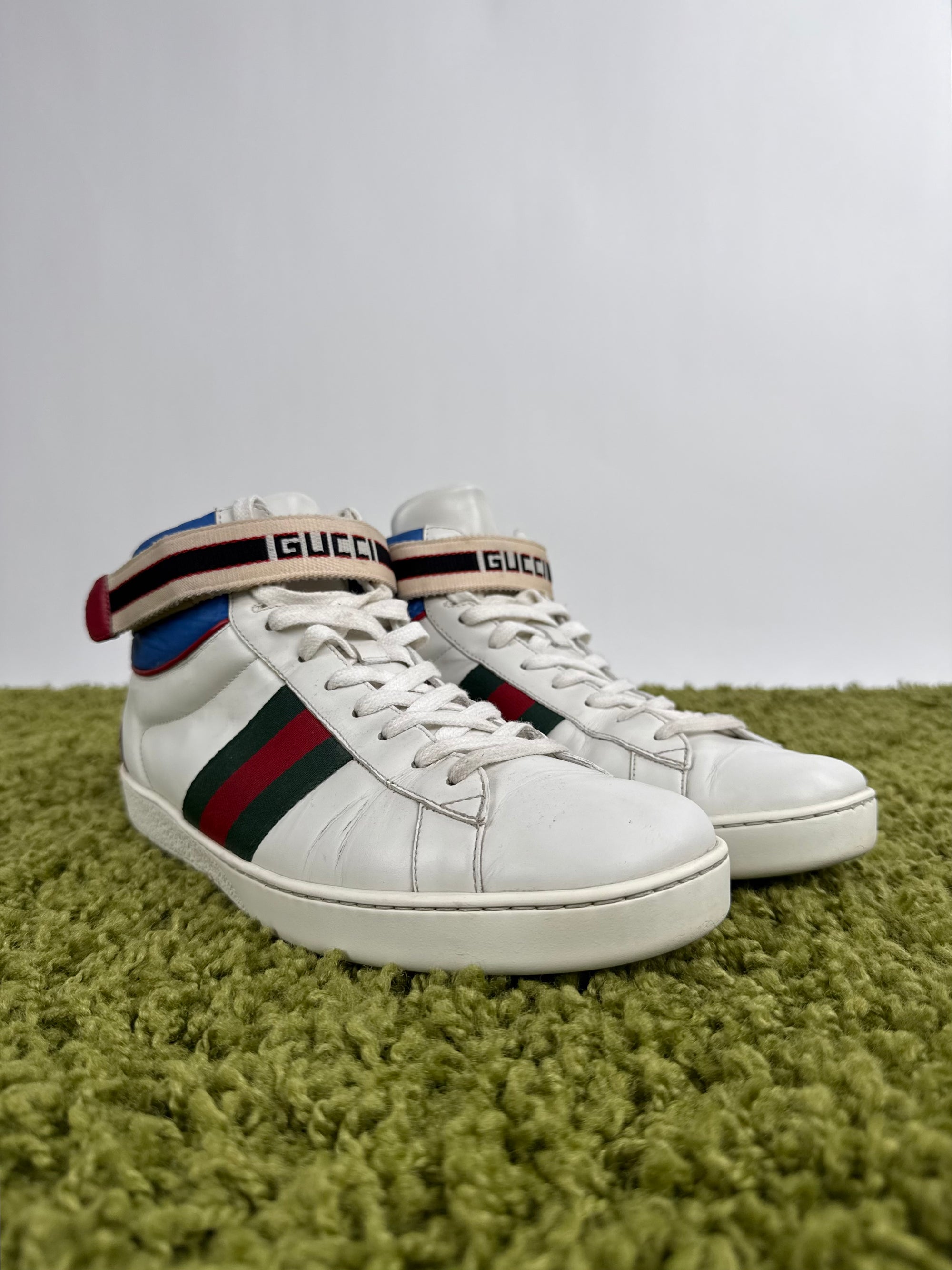 Gucci Ace Stripe High Bianche 9.5