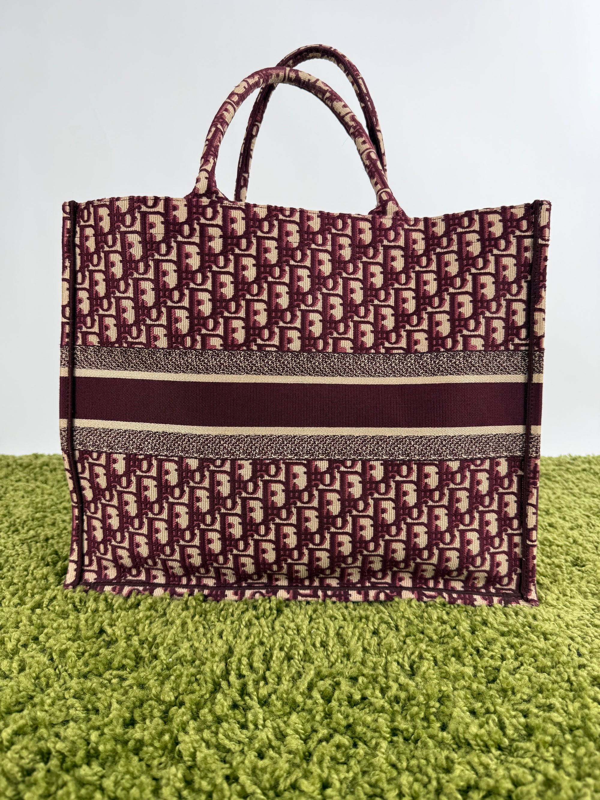 Borsa Tote Book in Tela Christian Dior Bordeaux