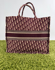 Borsa Tote Book in Tela Christian Dior Bordeaux