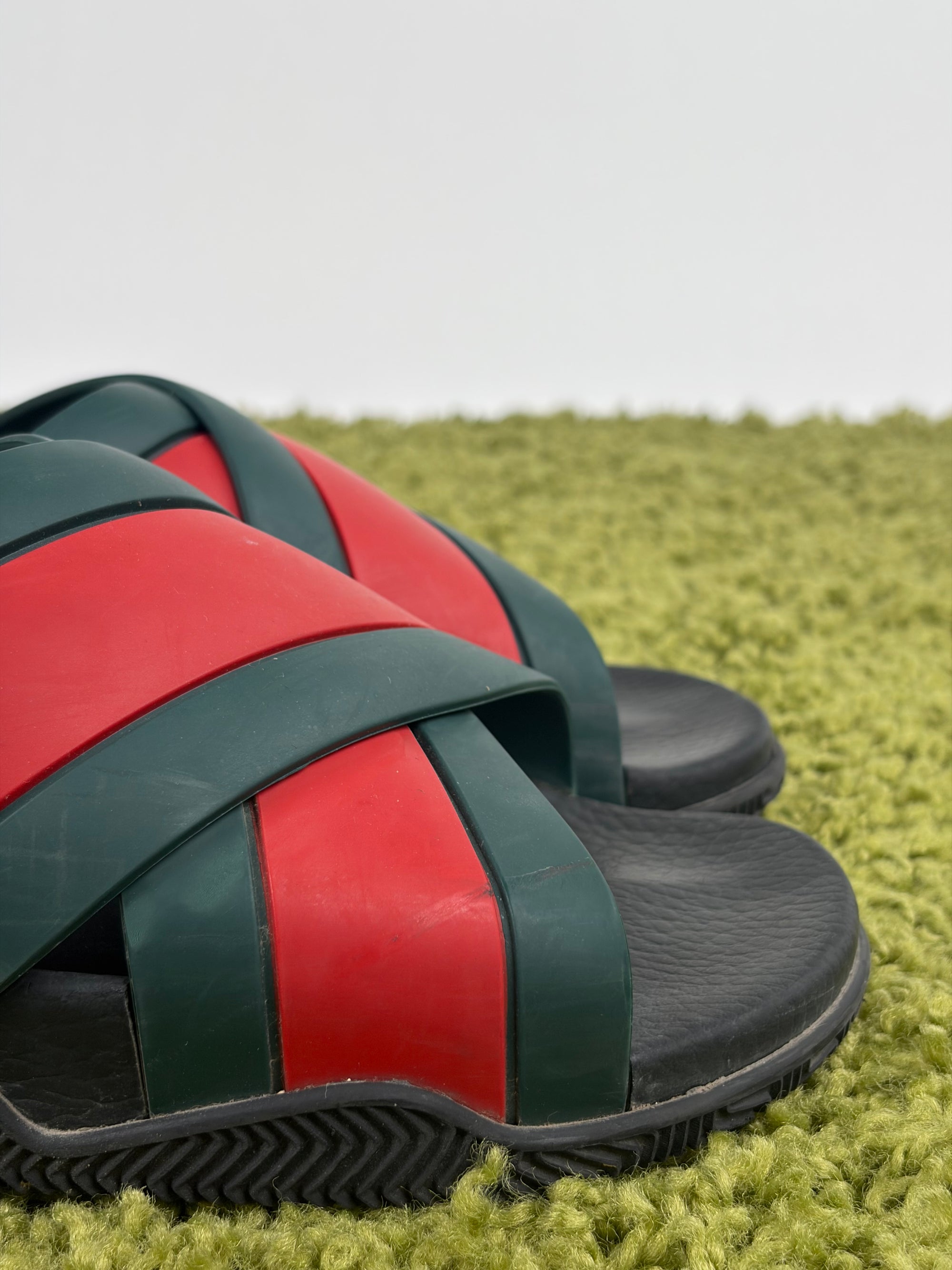 Sandali Gucci Size 9=43 nere verdi e rosse