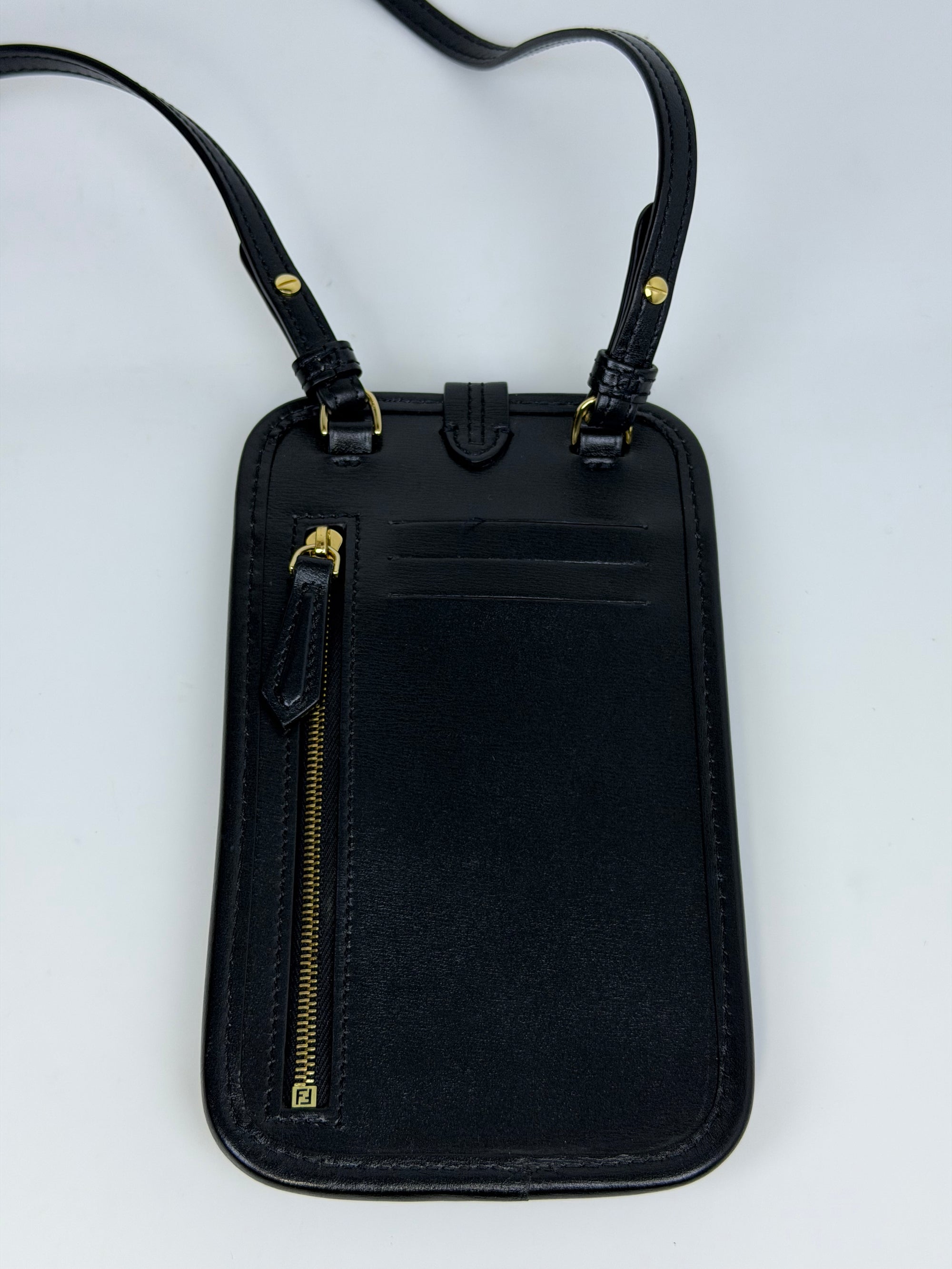 Porta telefono Fendi con porta tessere e porta monete incorporato nero