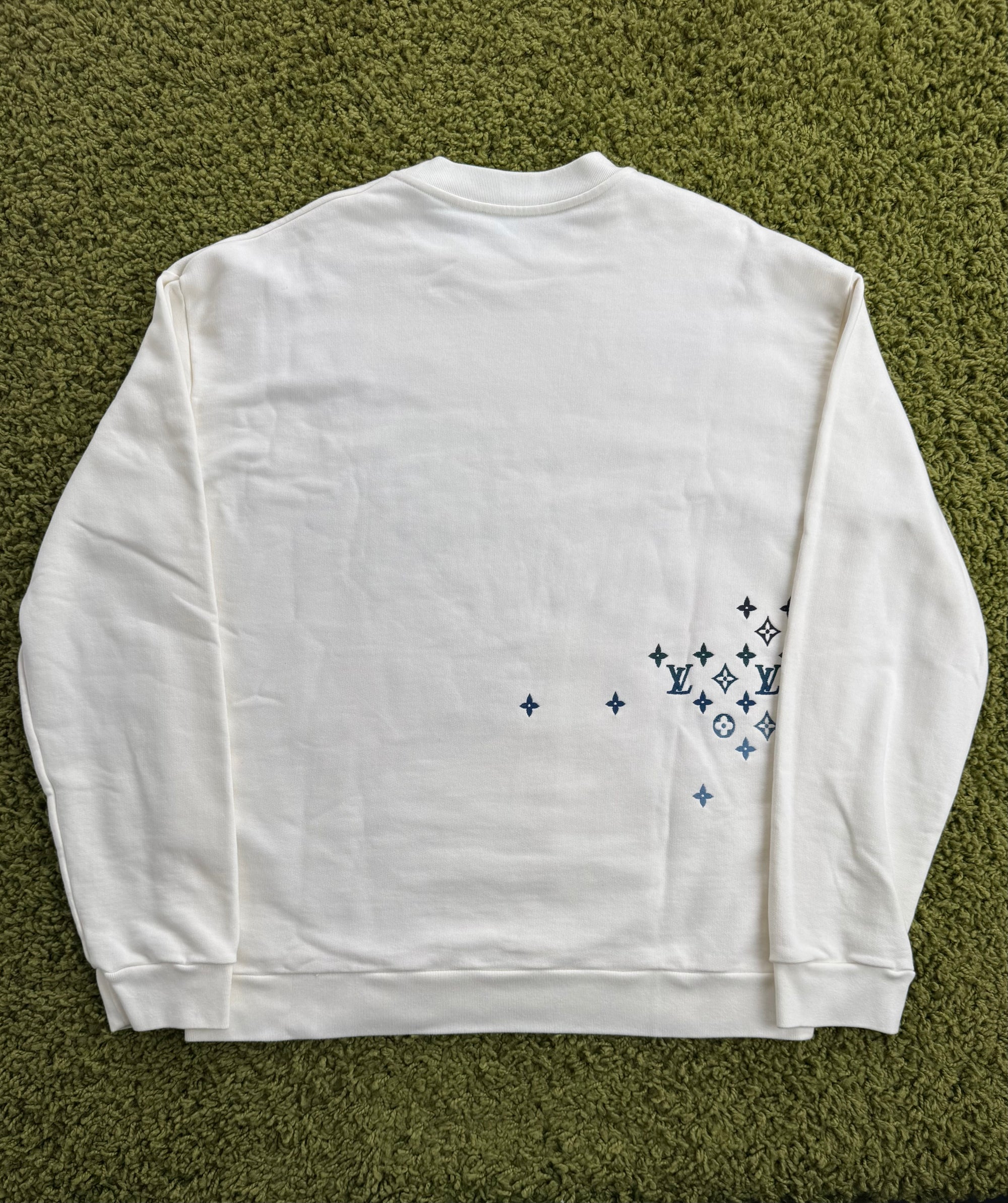 Louis Vuitton Felpa Bianca con Monogram Azzurro XXL