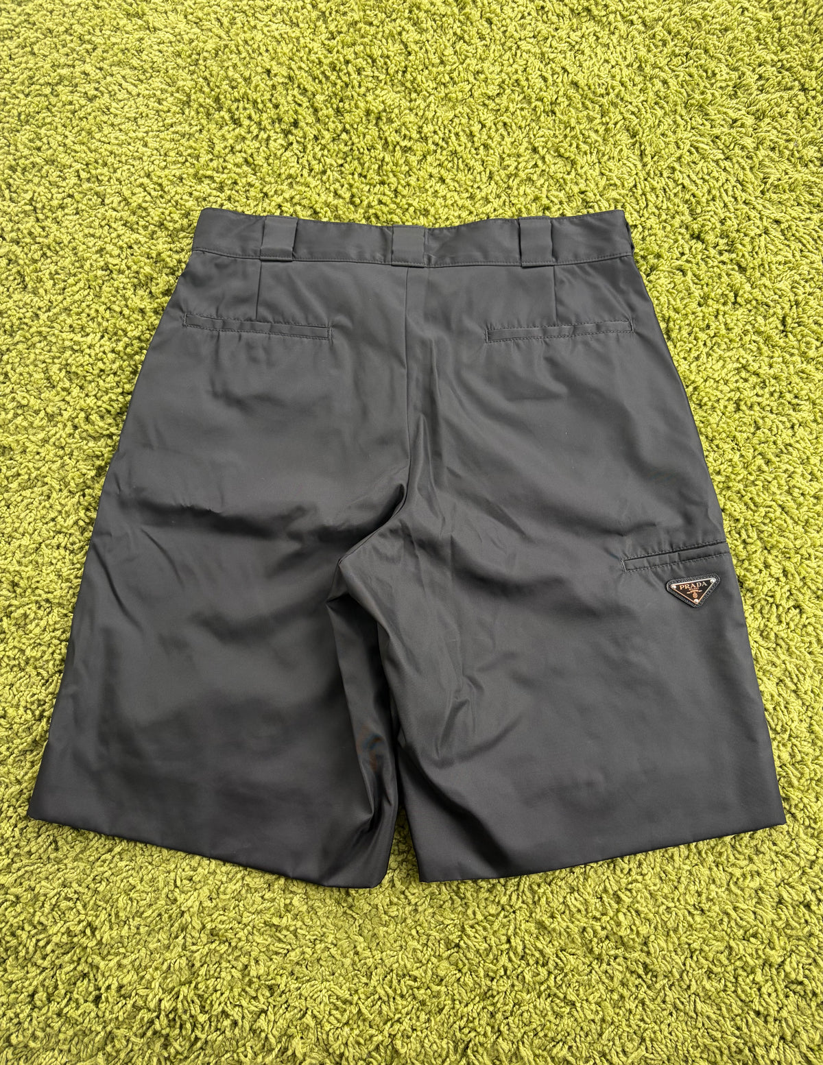 Pantaloncino Prada con pannello frontale in pelle Nero 48