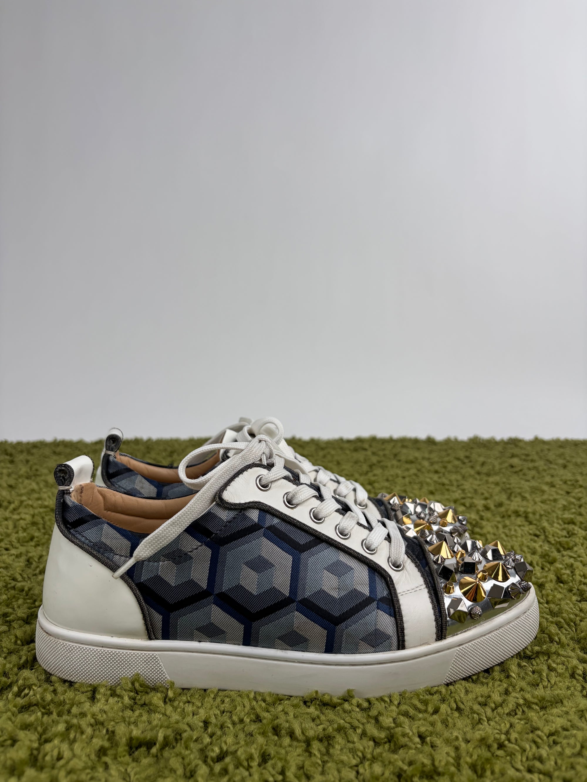 Louboutin basse Size 40.5 blu oro e argento