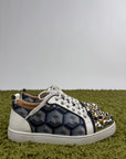 Louboutin basse Size 40.5 blu oro e argento