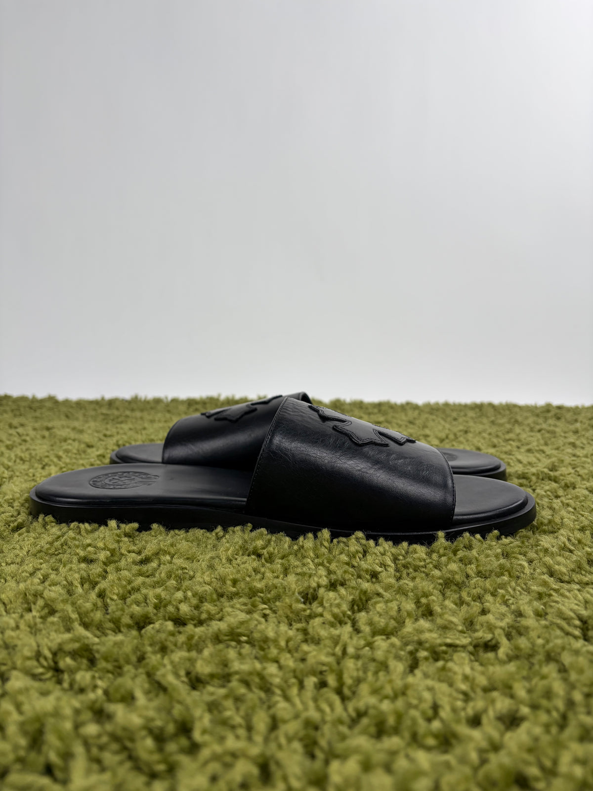 Sandali Slide Chrome Hearts in pelle Nero 45