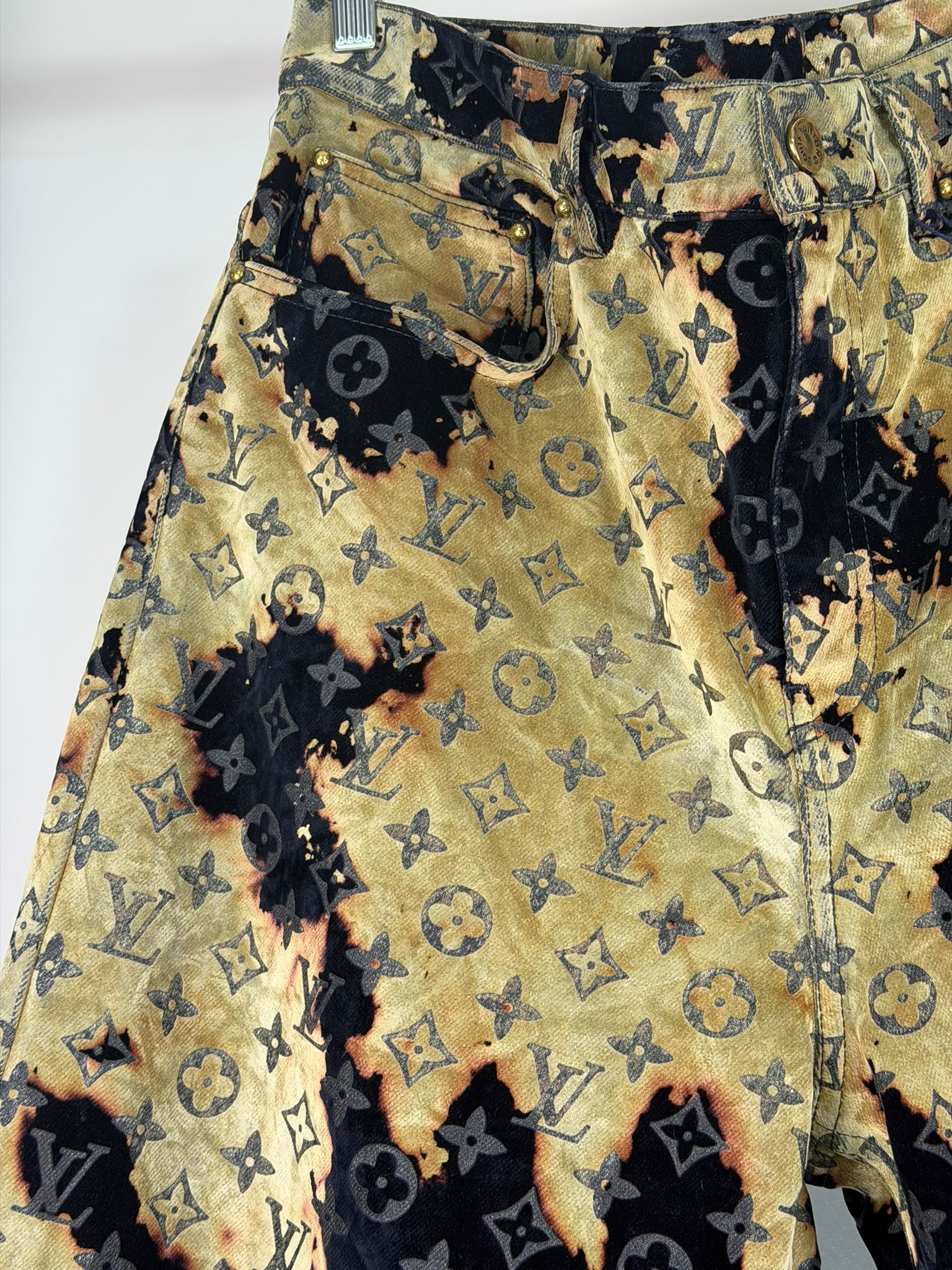 jeans Vuitton effetto bruciato monogram taglia 48 blu navy