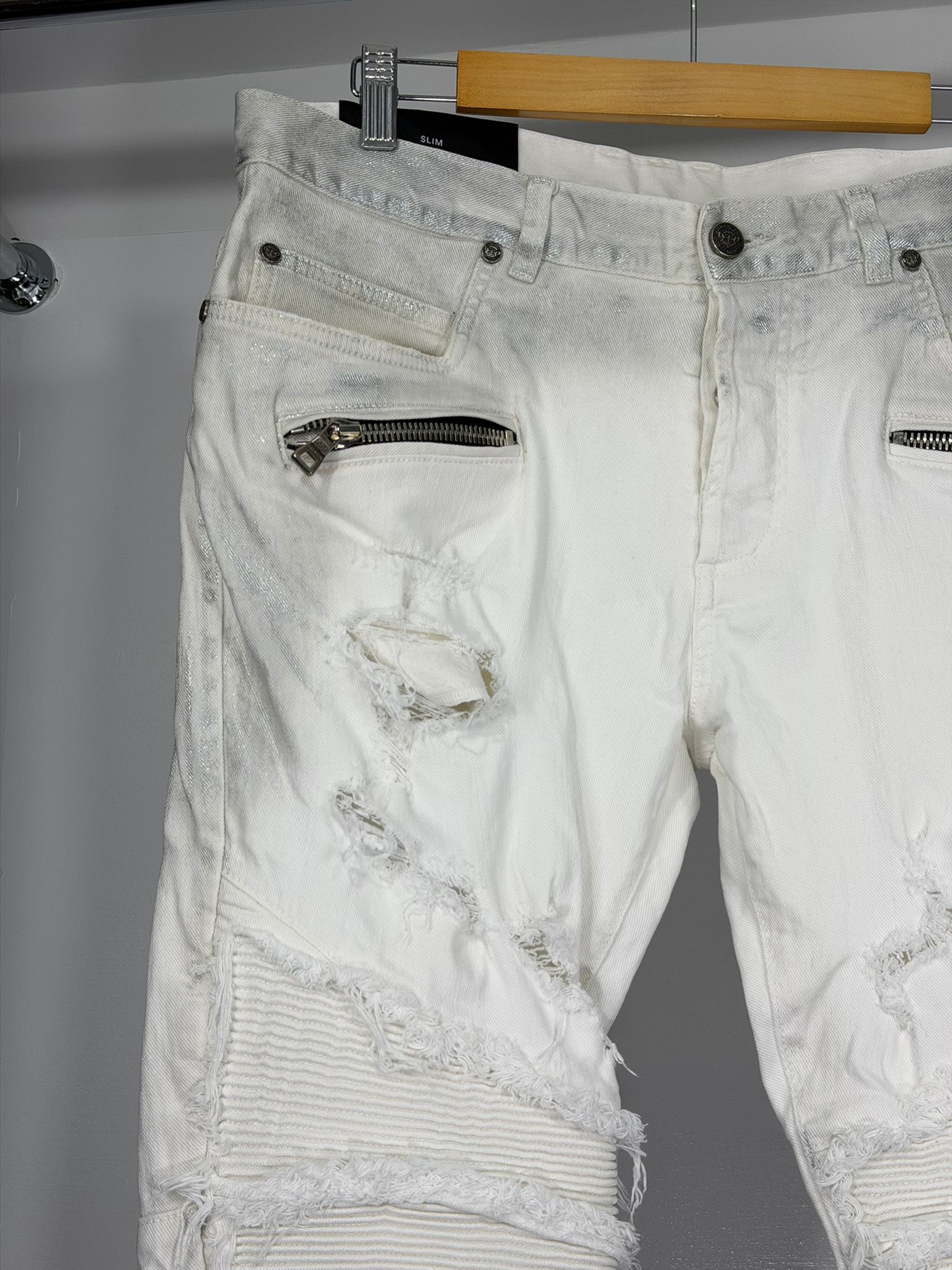Jeans Balmain Size 48 bianco e argento