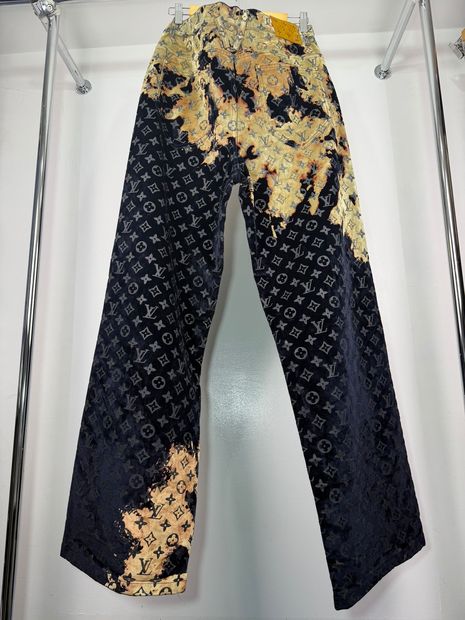 jeans Vuitton effetto bruciato monogram taglia 48 blu navy