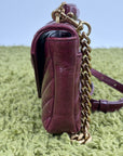 Borsa Yves Saint Laurent College Mini in Pelle Lucida Bordeaux - Second Hand Di Fiore