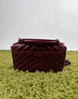 Borsa Yves Saint Laurent College Mini in Pelle Lucida Bordeaux - Second Hand Di Fiore