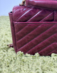 Borsa Yves Saint Laurent College Mini in Pelle Lucida Bordeaux - Second Hand Di Fiore