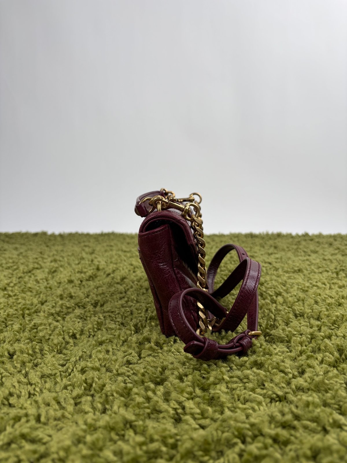 Borsa Yves Saint Laurent College Mini in Pelle Lucida Bordeaux - Second Hand Di Fiore