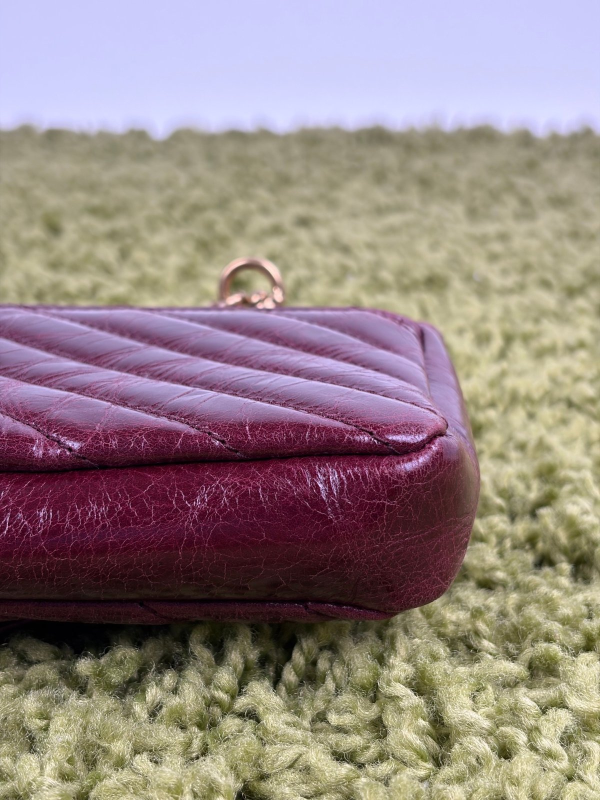 Borsa Yves Saint Laurent College Mini in Pelle Lucida Bordeaux - Second Hand Di Fiore