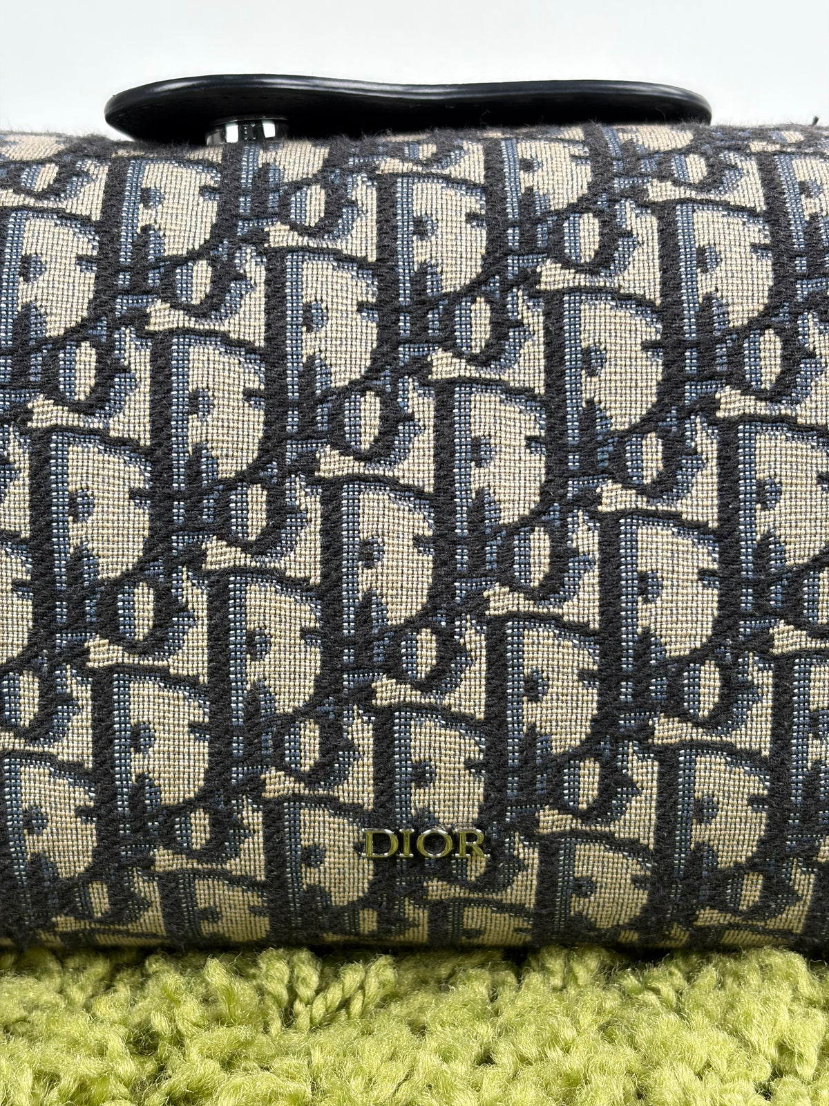 Borsa Christian Dior Lingot 22 in tela Jacquard Oblique Blu Marino