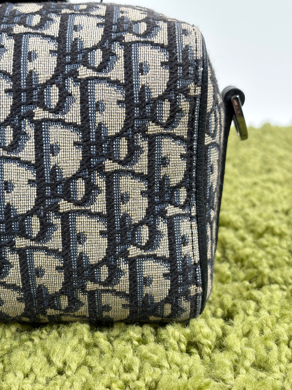 Borsa Christian Dior Lingot 22 in tela Jacquard Oblique Blu Marino