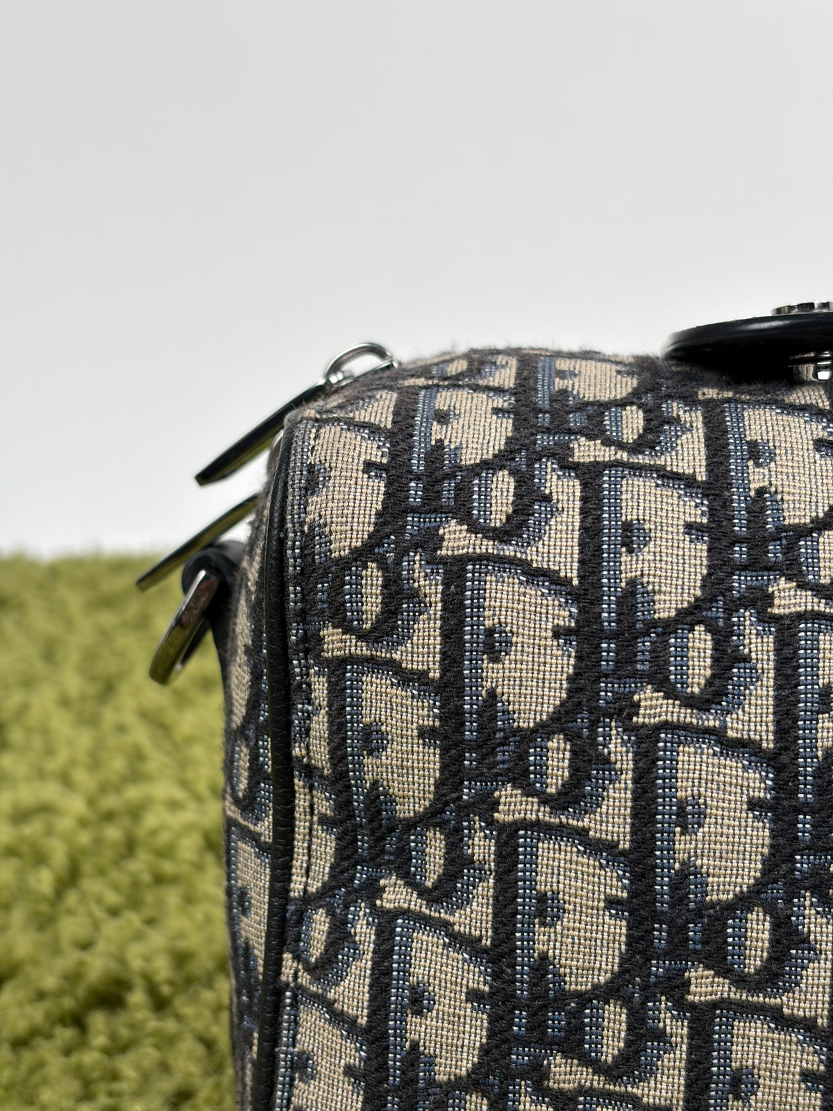 Borsa Christian Dior Lingot 22 in tela Jacquard Oblique Blu Marino