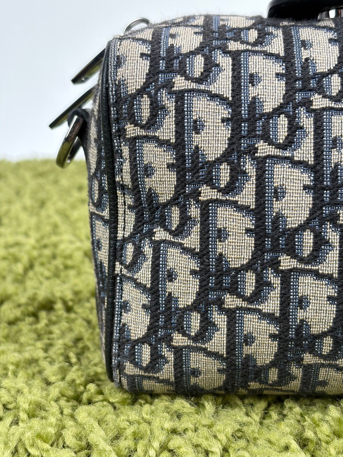 Borsa Christian Dior Lingot 22 in tela Jacquard Oblique Blu Marino