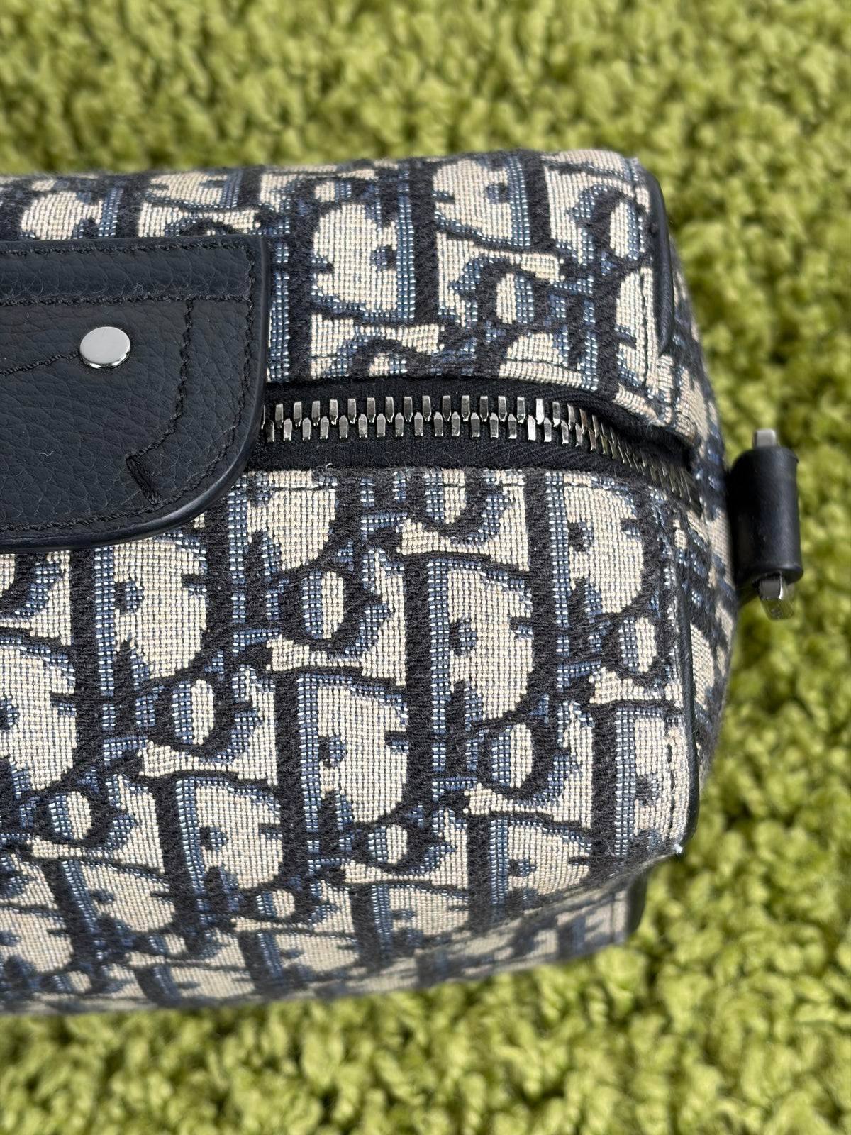Borsa Christian Dior Lingot 22 in tela Jacquard Oblique Blu Marino