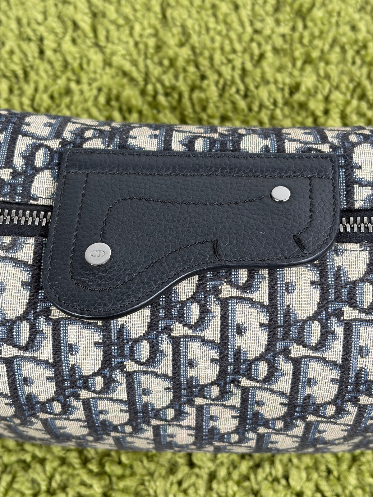 Borsa Christian Dior Lingot 22 in tela Jacquard Oblique Blu Marino