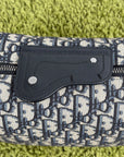Borsa Christian Dior Lingot 22 in tela Jacquard Oblique Blu Marino