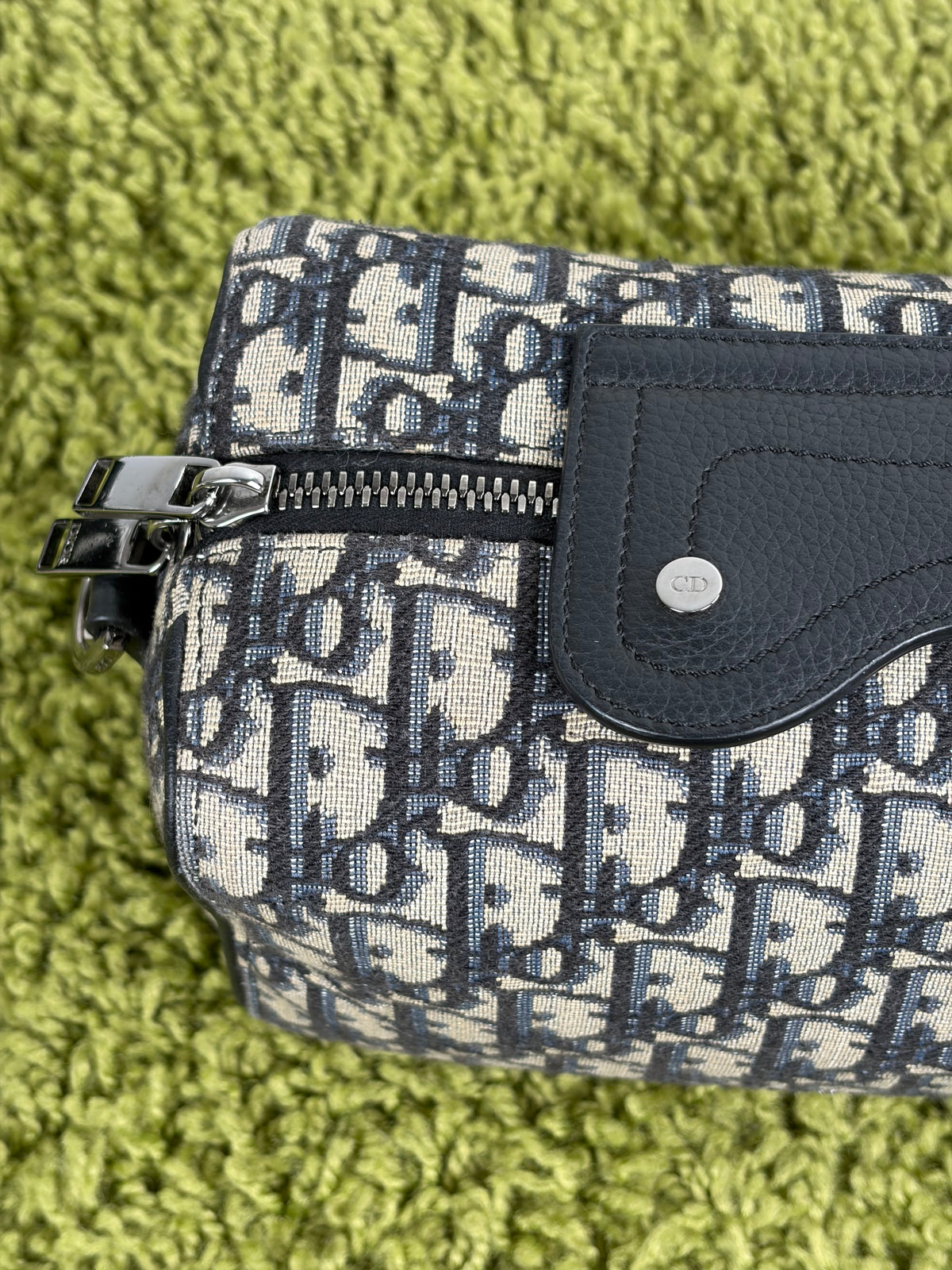 Borsa Christian Dior Lingot 22 in tela Jacquard Oblique Blu Marino