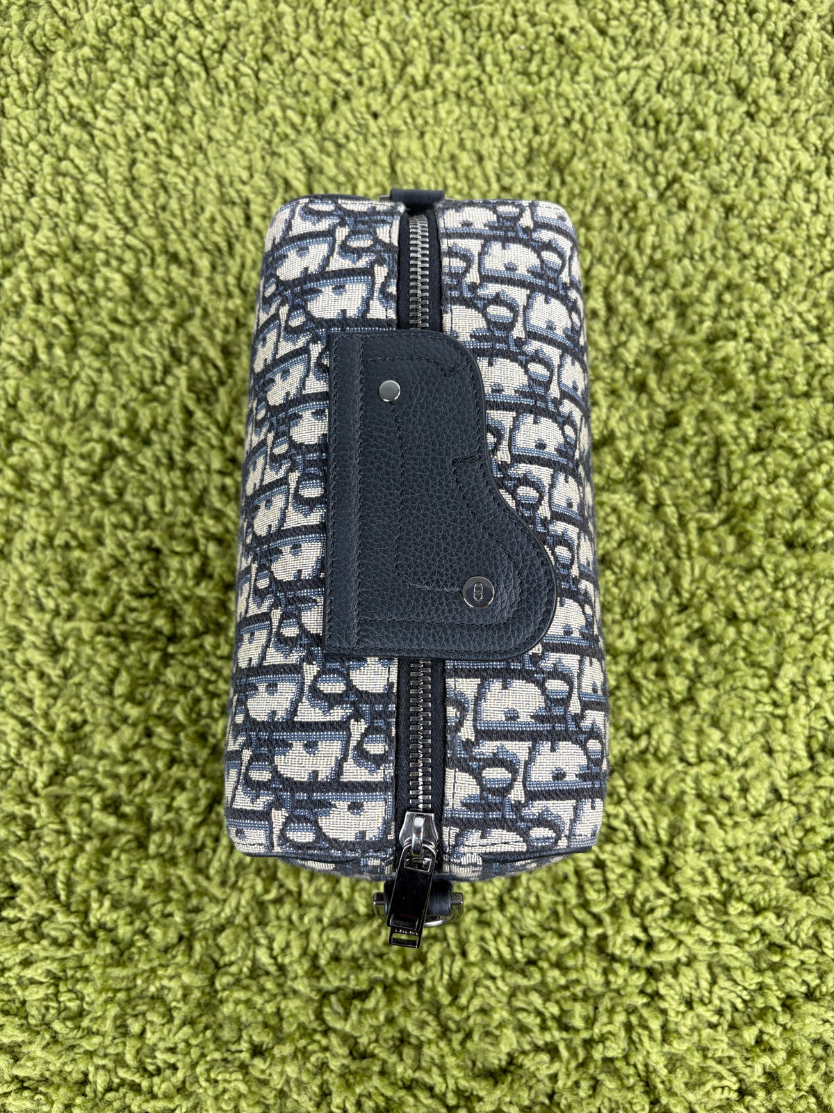 Borsa Christian Dior Lingot 22 in tela Jacquard Oblique Blu Marino