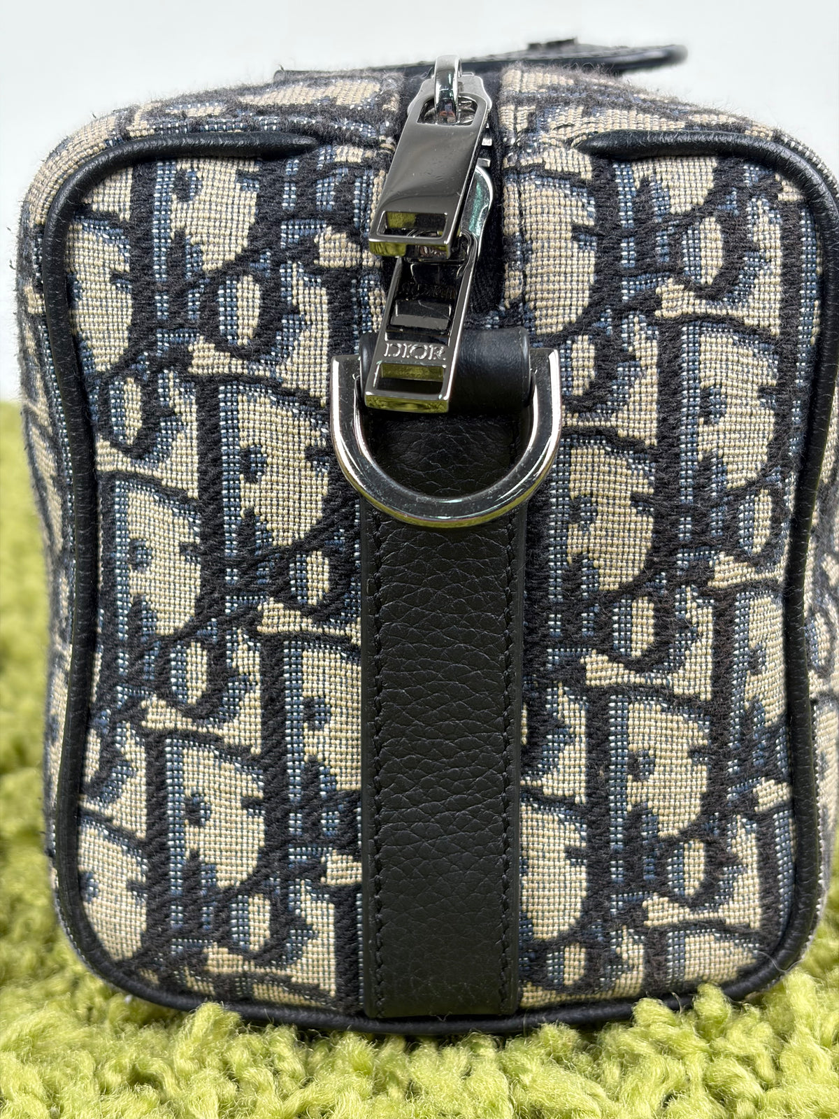 Borsa Christian Dior Lingot 22 in tela Jacquard Oblique Blu Marino