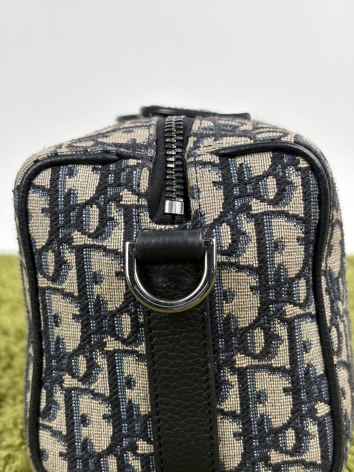 Borsa Christian Dior Lingot 22 in tela Jacquard Oblique Blu Marino
