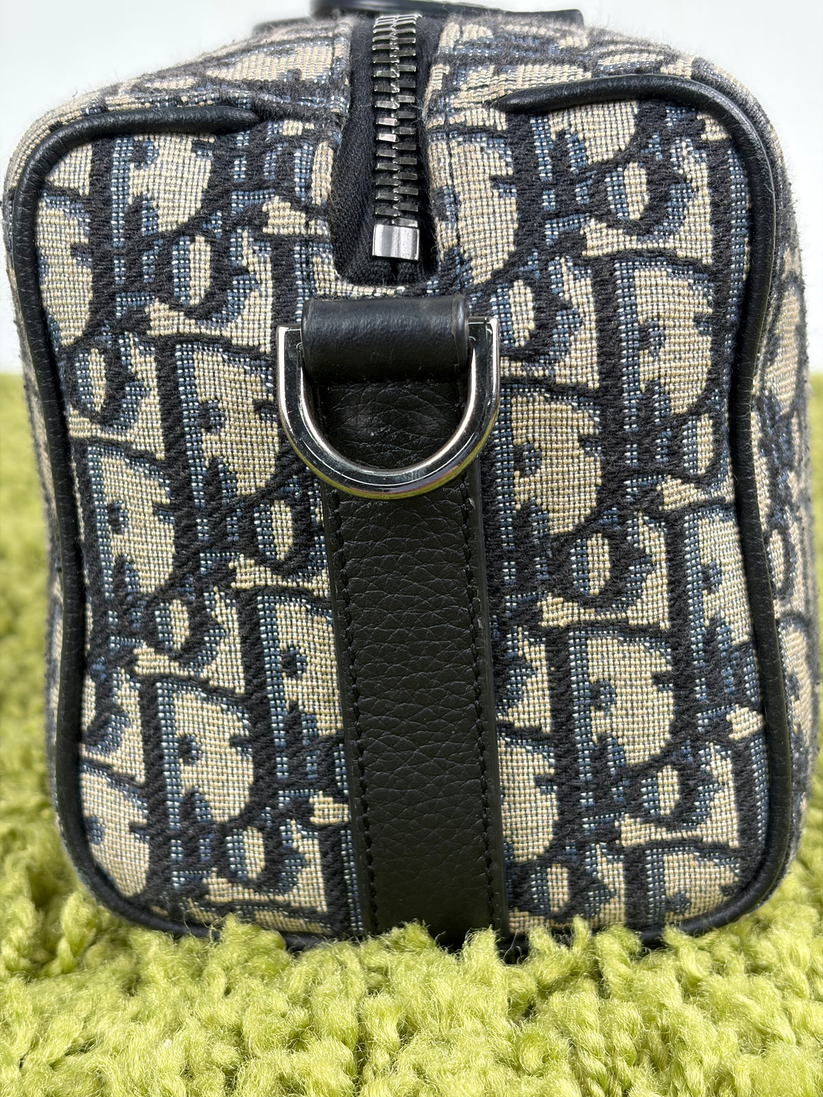 Borsa Christian Dior Lingot 22 in tela Jacquard Oblique Blu Marino