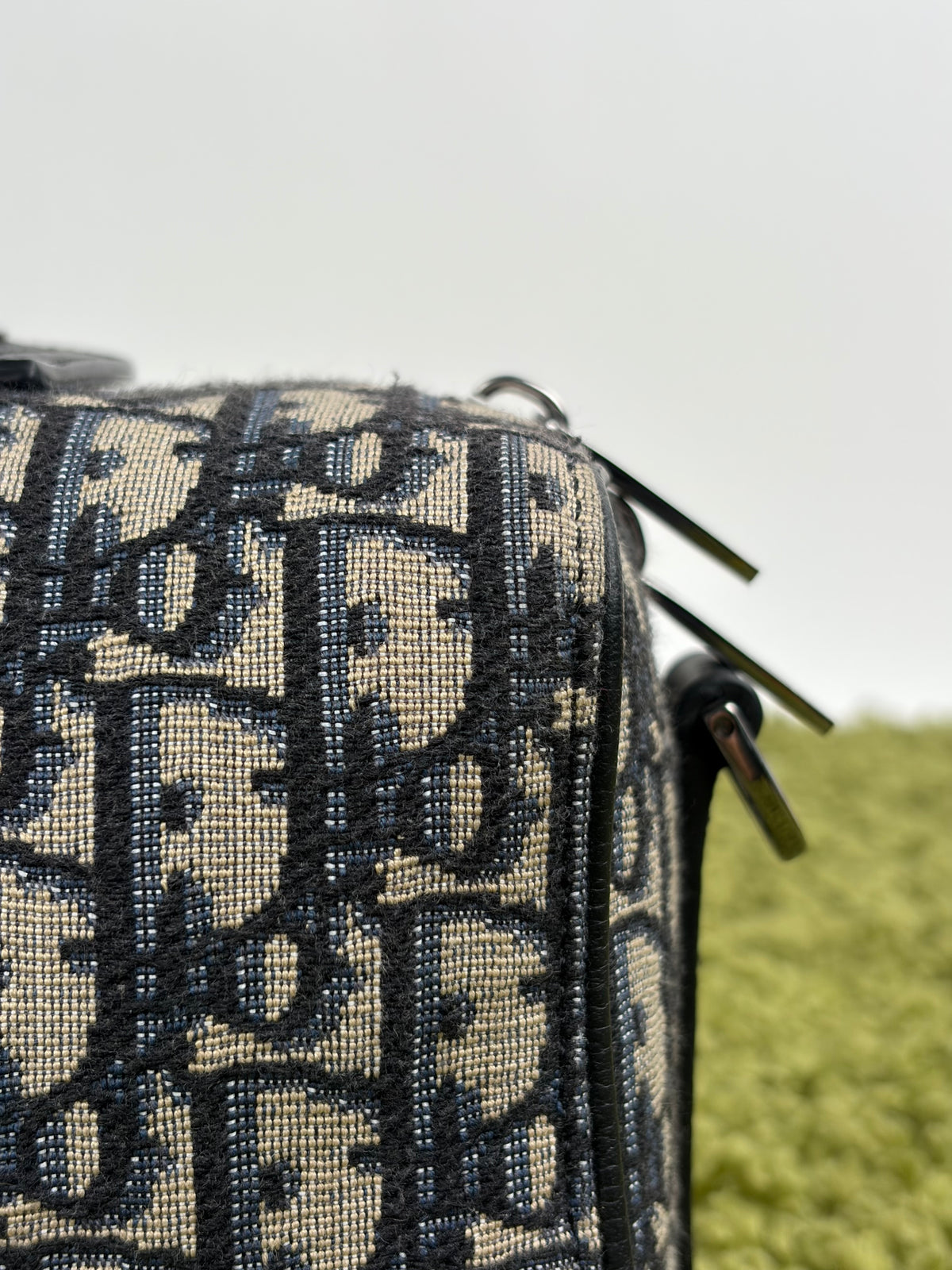 Borsa Christian Dior Lingot 22 in tela Jacquard Oblique Blu Marino