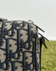 Borsa Christian Dior Lingot 22 in tela Jacquard Oblique Blu Marino
