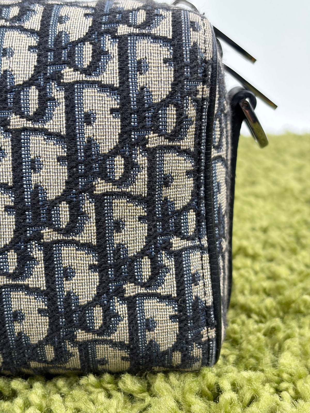 Borsa Christian Dior Lingot 22 in tela Jacquard Oblique Blu Marino