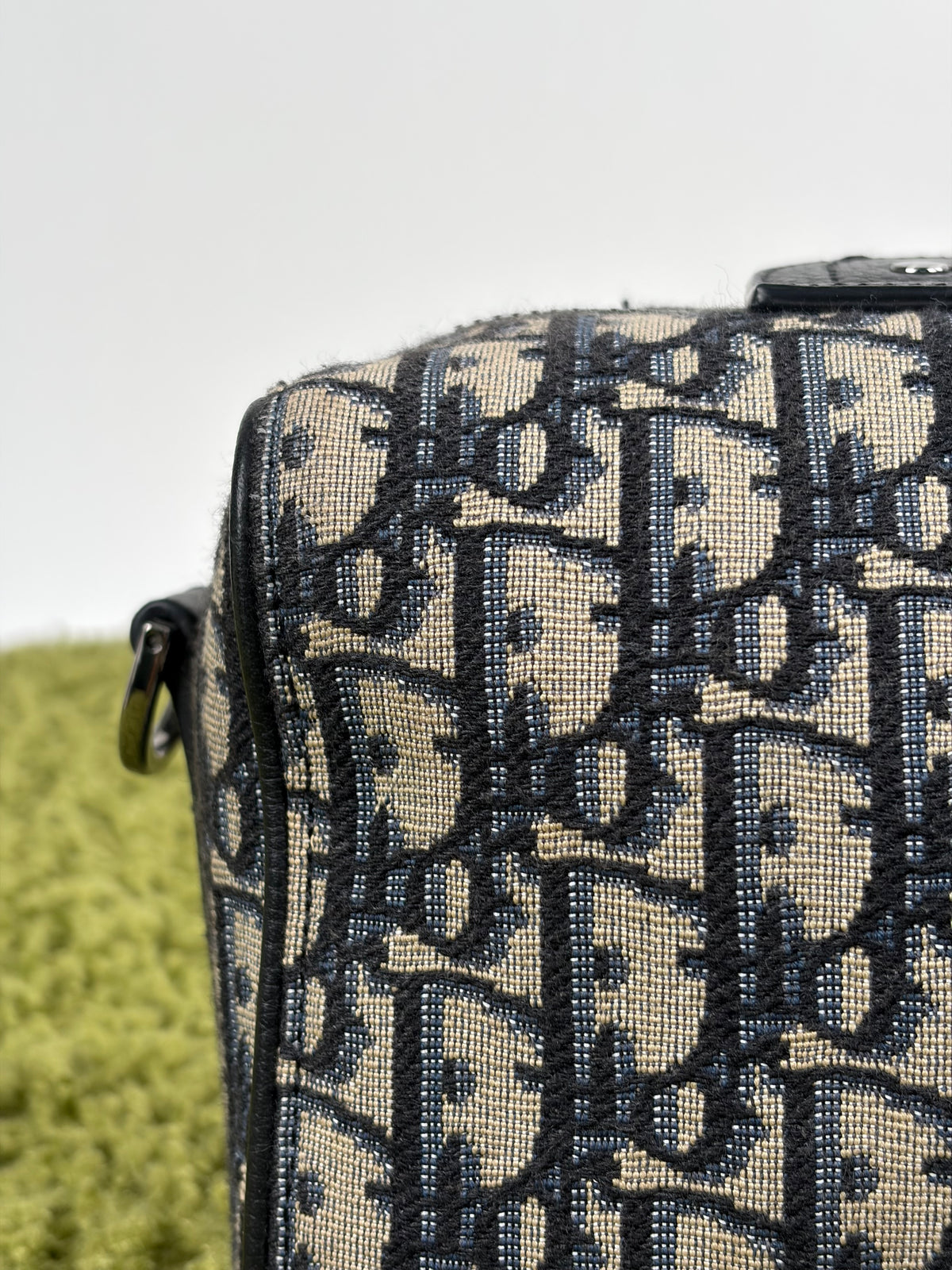 Borsa Christian Dior Lingot 22 in tela Jacquard Oblique Blu Marino