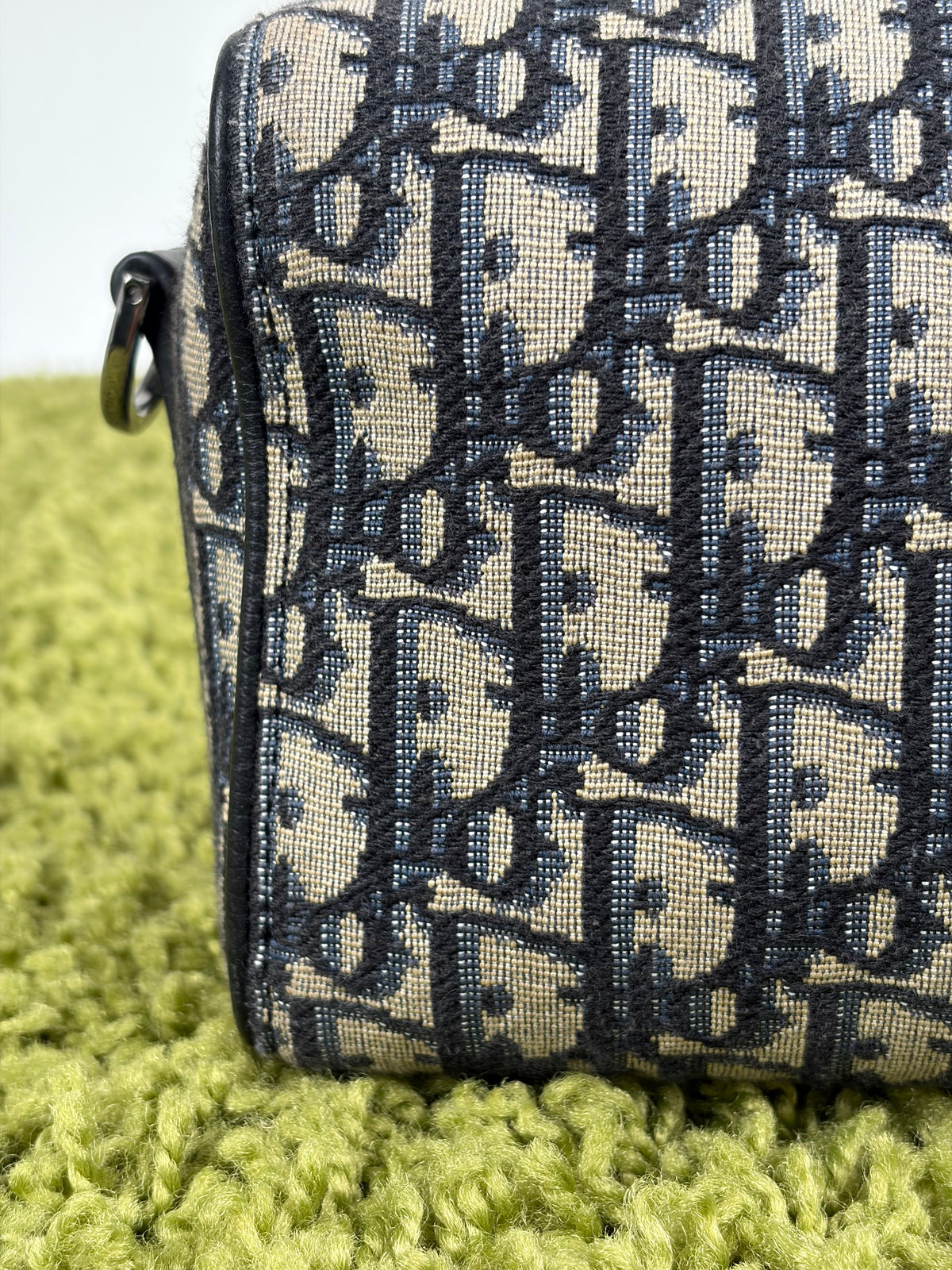 Borsa Christian Dior Lingot 22 in tela Jacquard Oblique Blu Marino