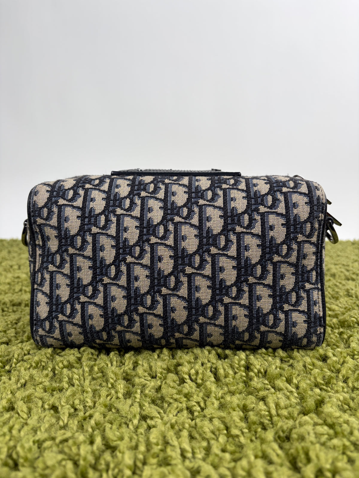 Borsa Christian Dior Lingot 22 in tela Jacquard Oblique Blu Marino