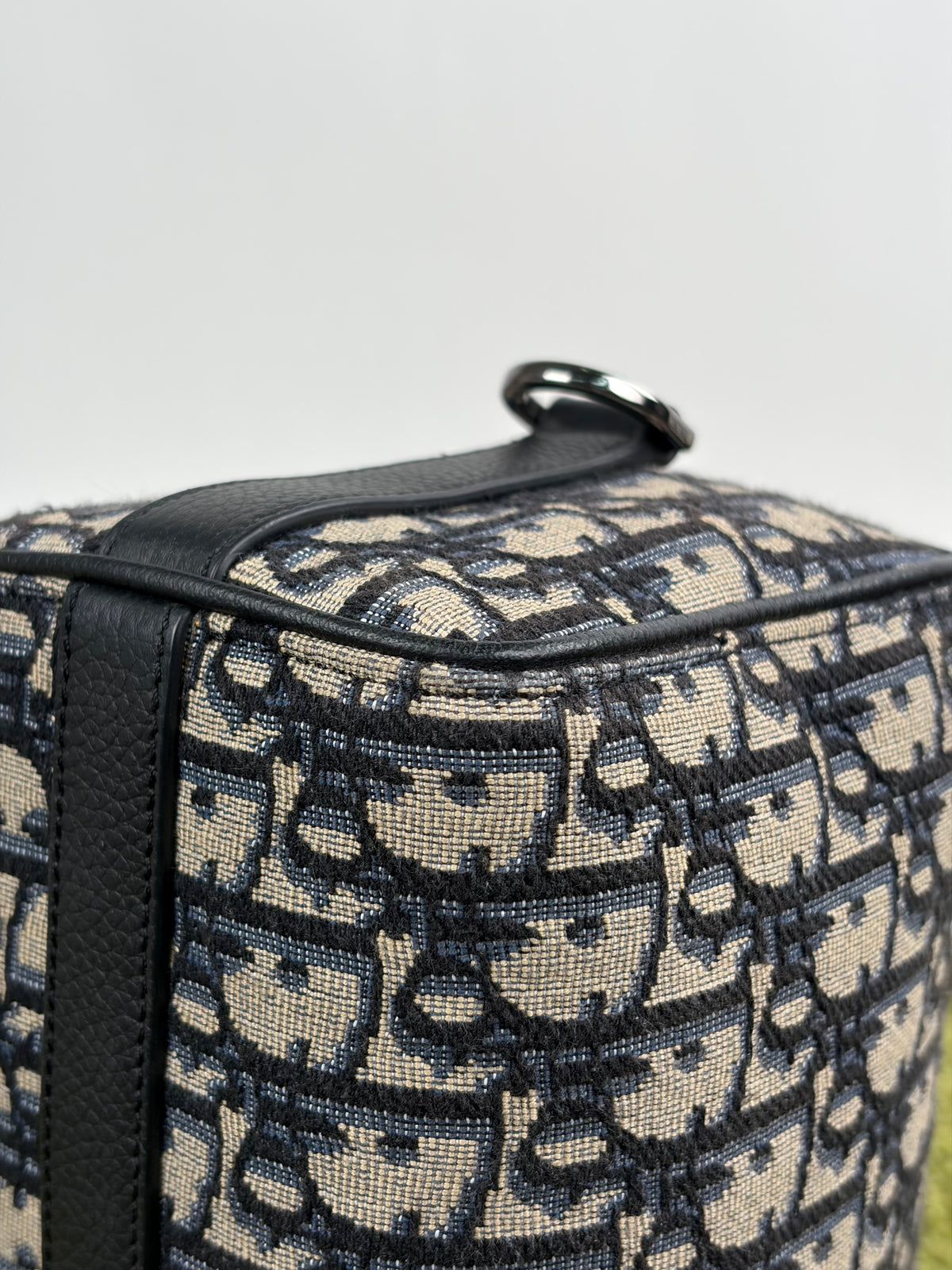 Borsa Christian Dior Lingot 22 in tela Jacquard Oblique Blu Marino