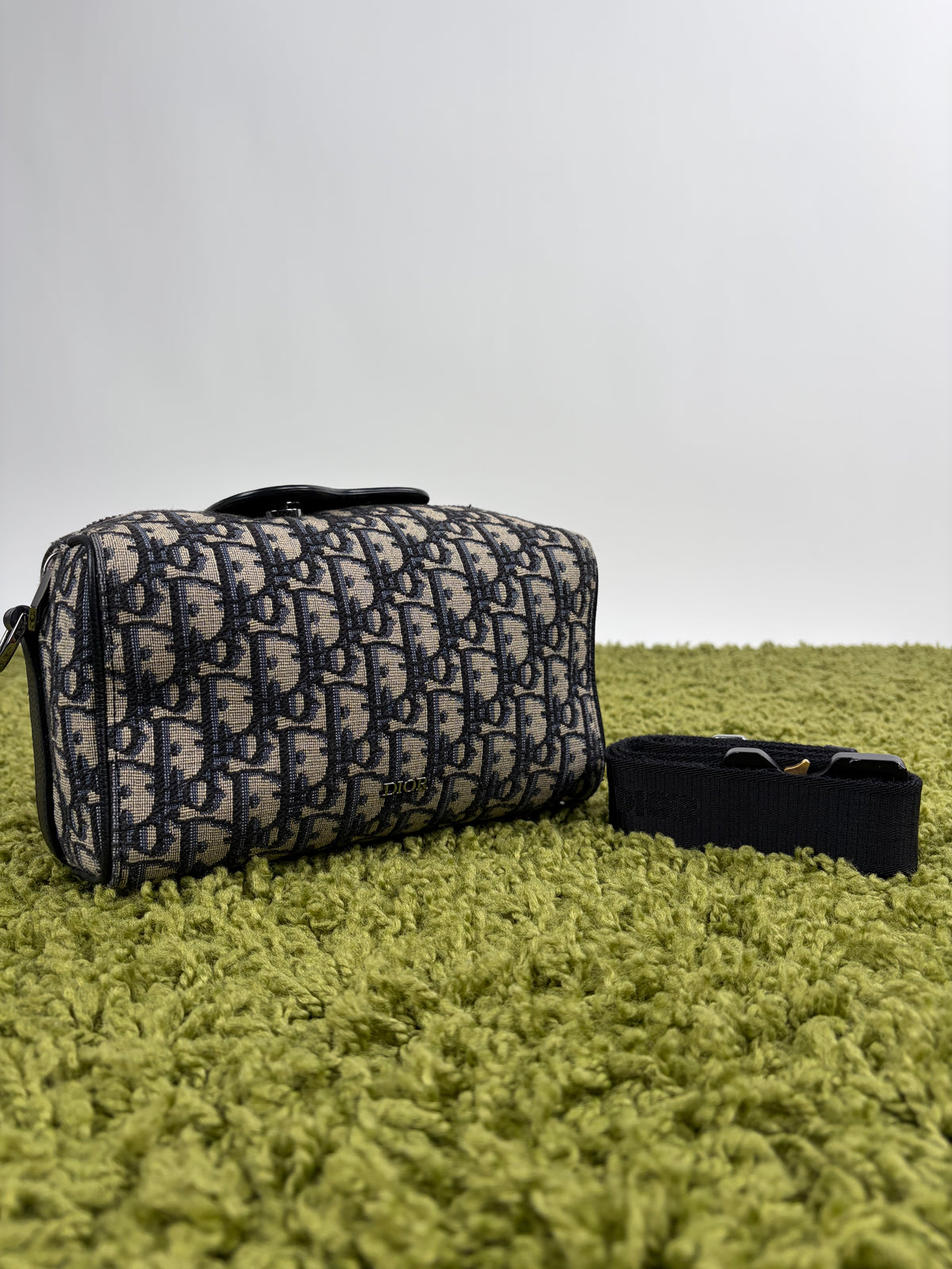 Borsa Christian Dior Lingot 22 in tela Jacquard Oblique Blu Marino