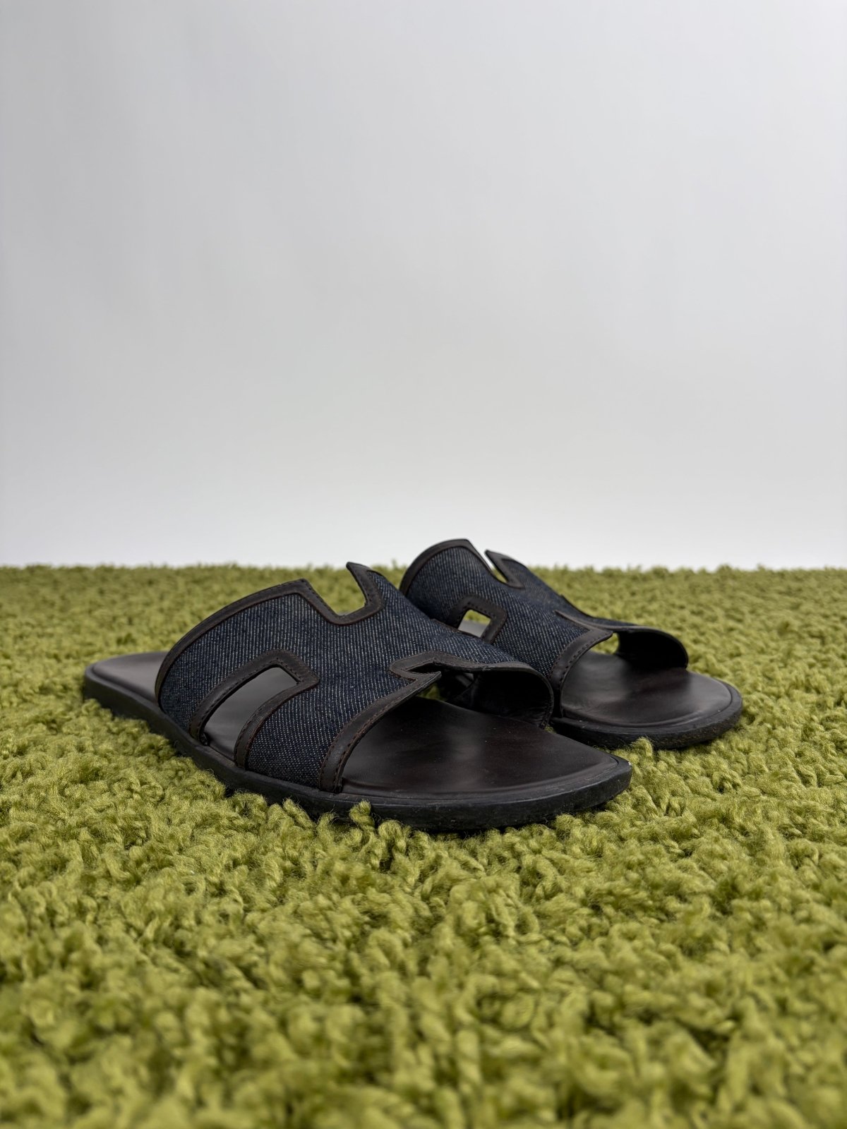 Ciabatta Hermès In Denim Marrone 44 - Second Hand Di Fiore