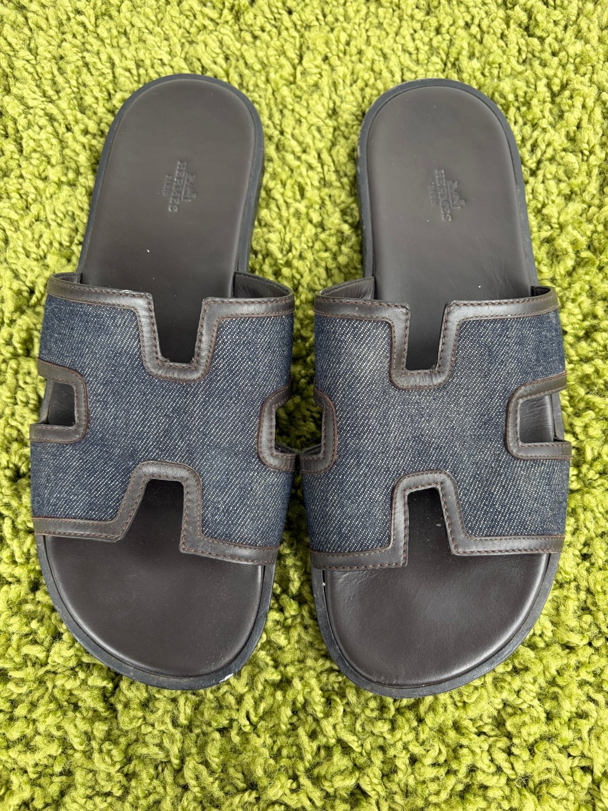 Ciabatta Hermès In Denim Marrone 44 - Second Hand Di Fiore