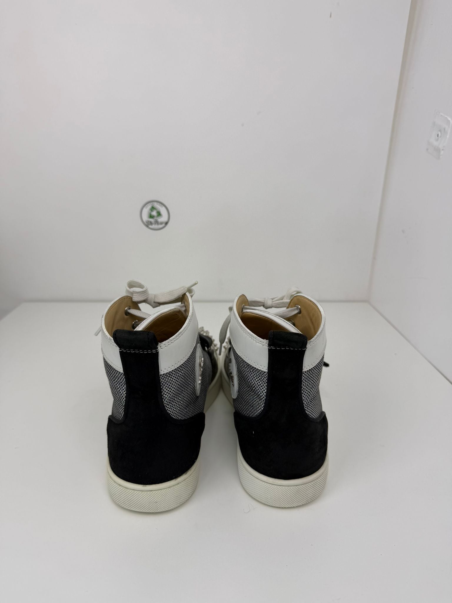 Christian Louboutin 41.5 bianca grigia e nera alta