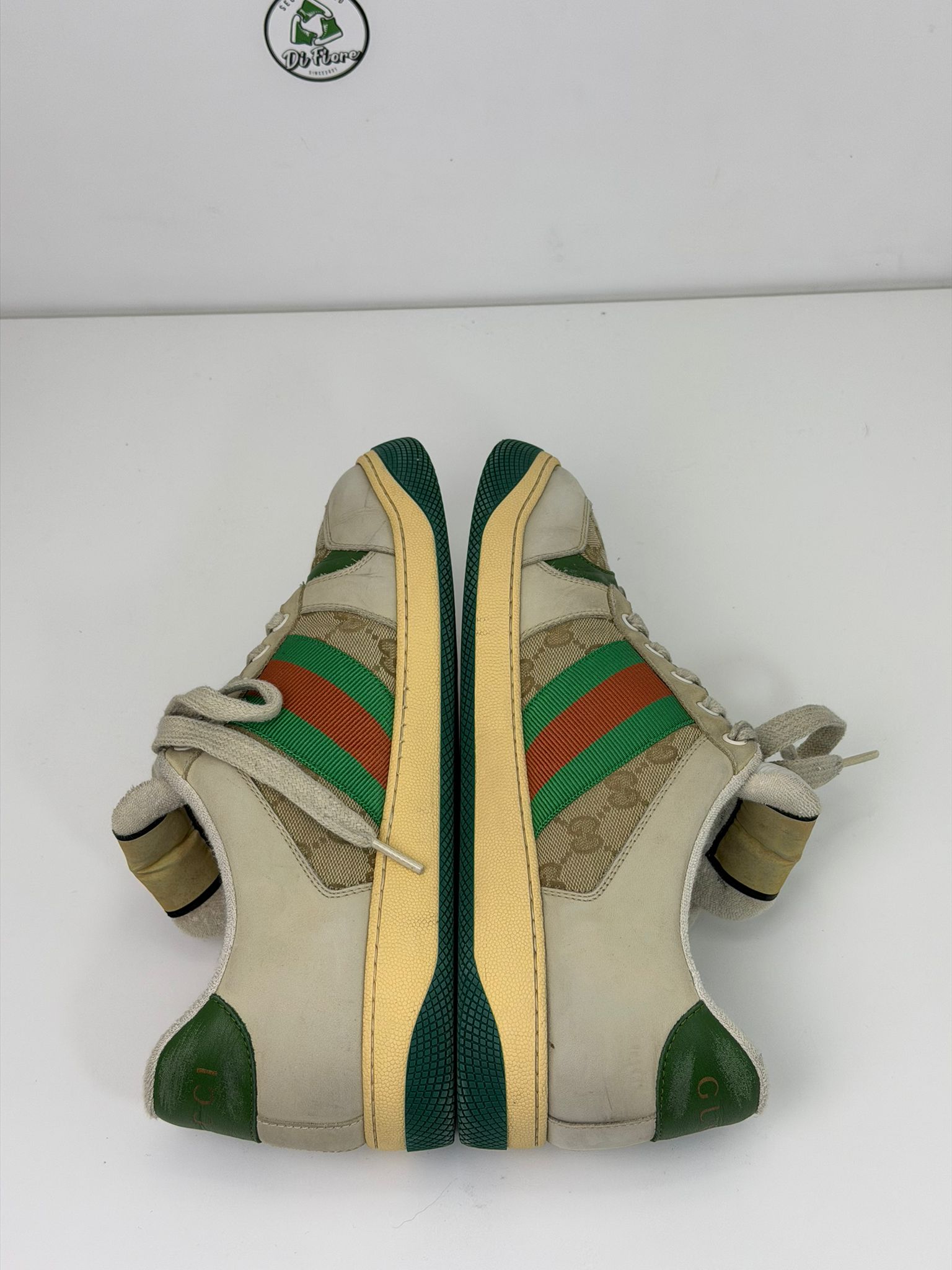 Gucci Screener effetto sporco Size 9=43 veste 43.5/44 beige verde e rossa