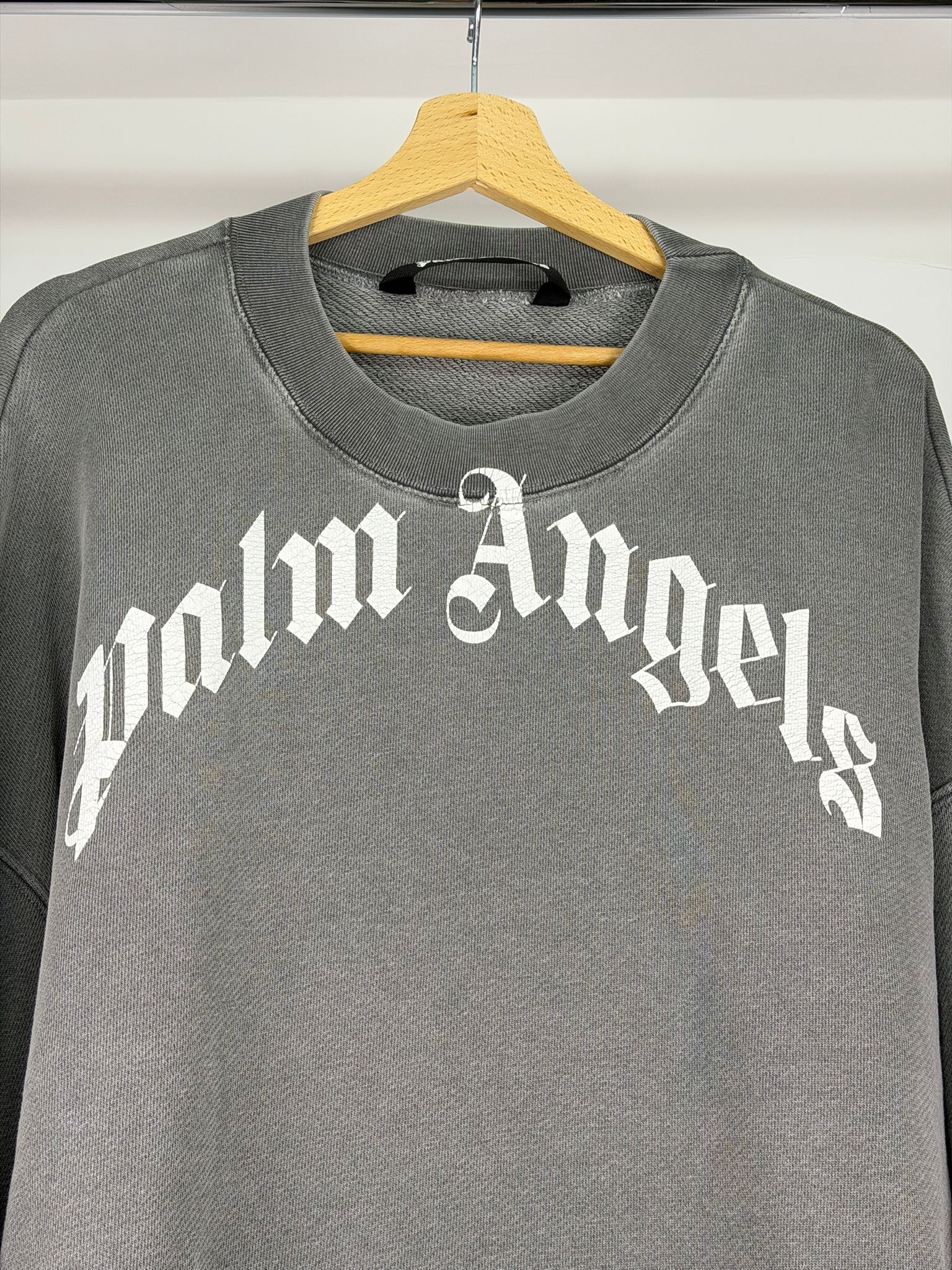 Felpa Palm Angels Size XL grigia e bianca