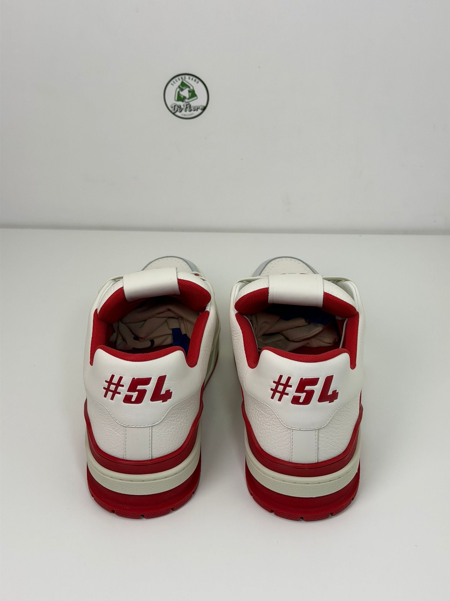 Louis Vuitton trainer 10.5=44.5 veste 45.5 bianche e rosse