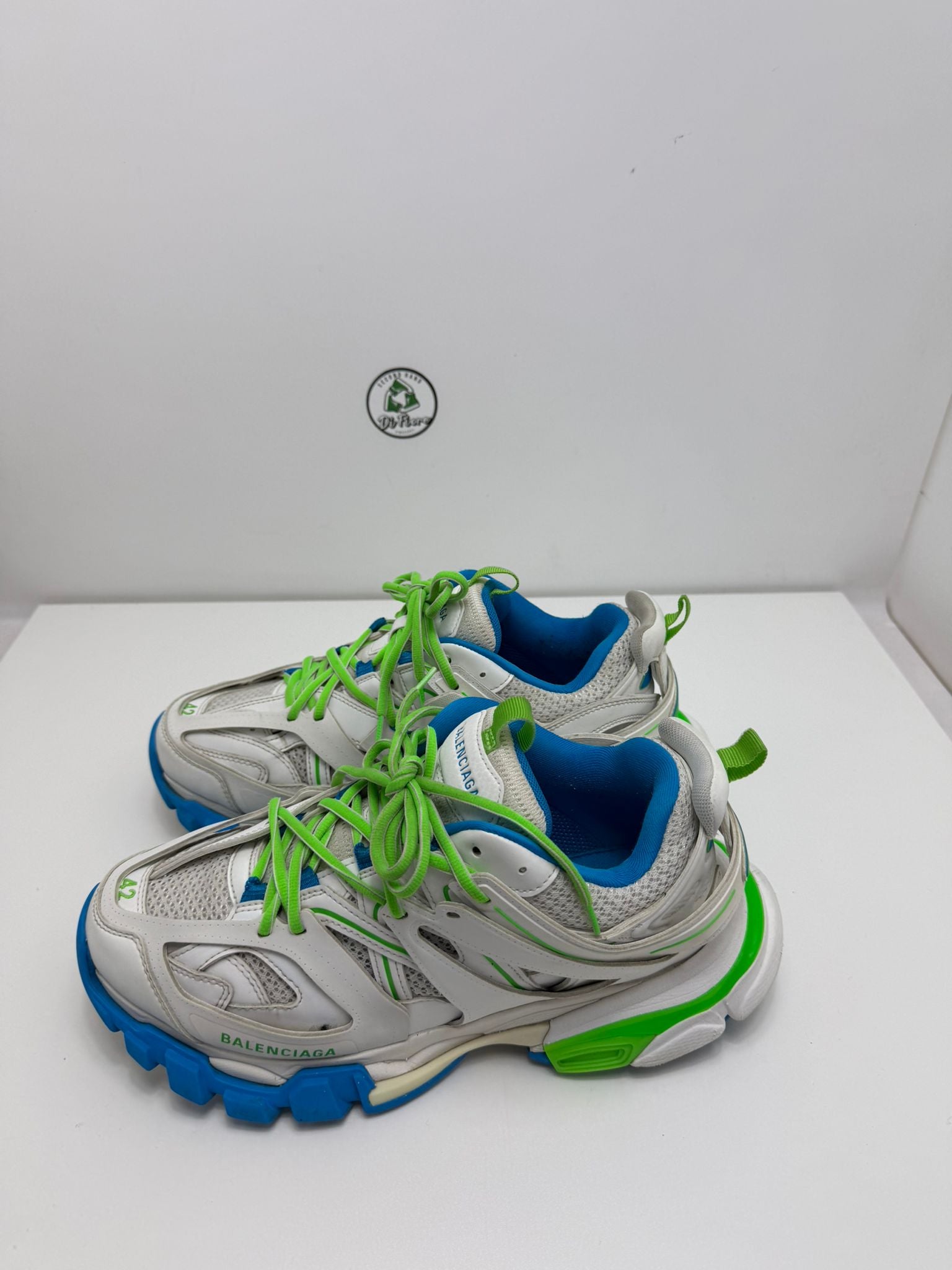 Balenciaga track 42 bianca verde e blu